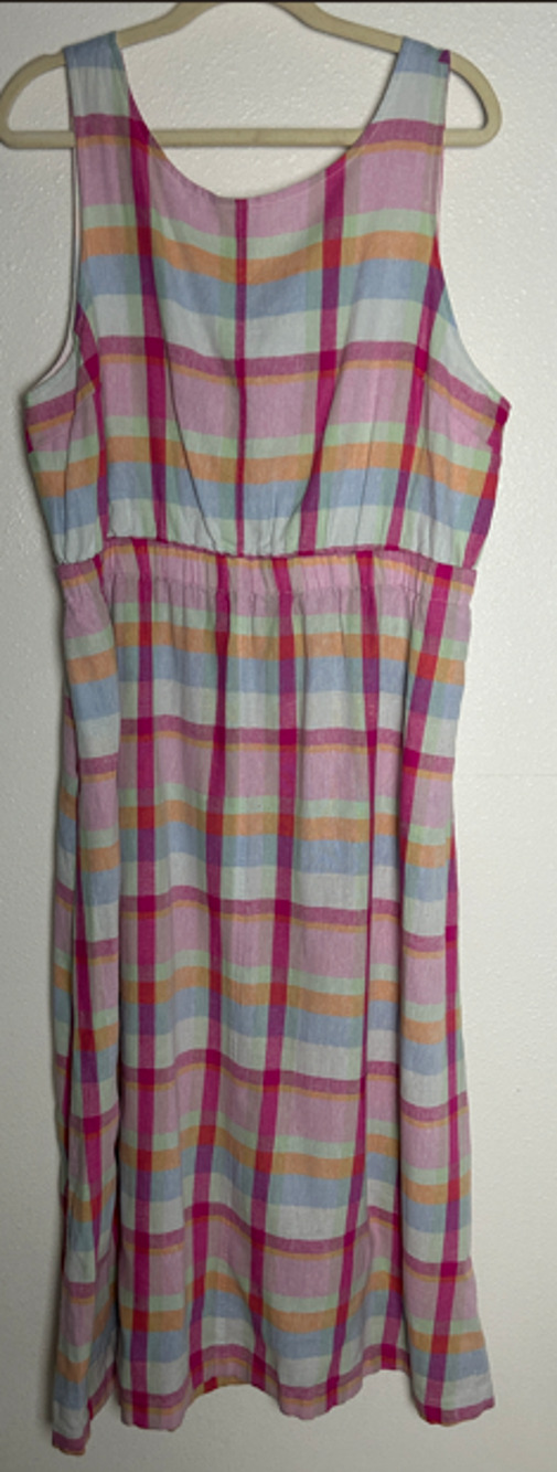 Nordstrom Spring Plaid Linen Cross Back Easter Spring Bow Sleeveless Size 1X